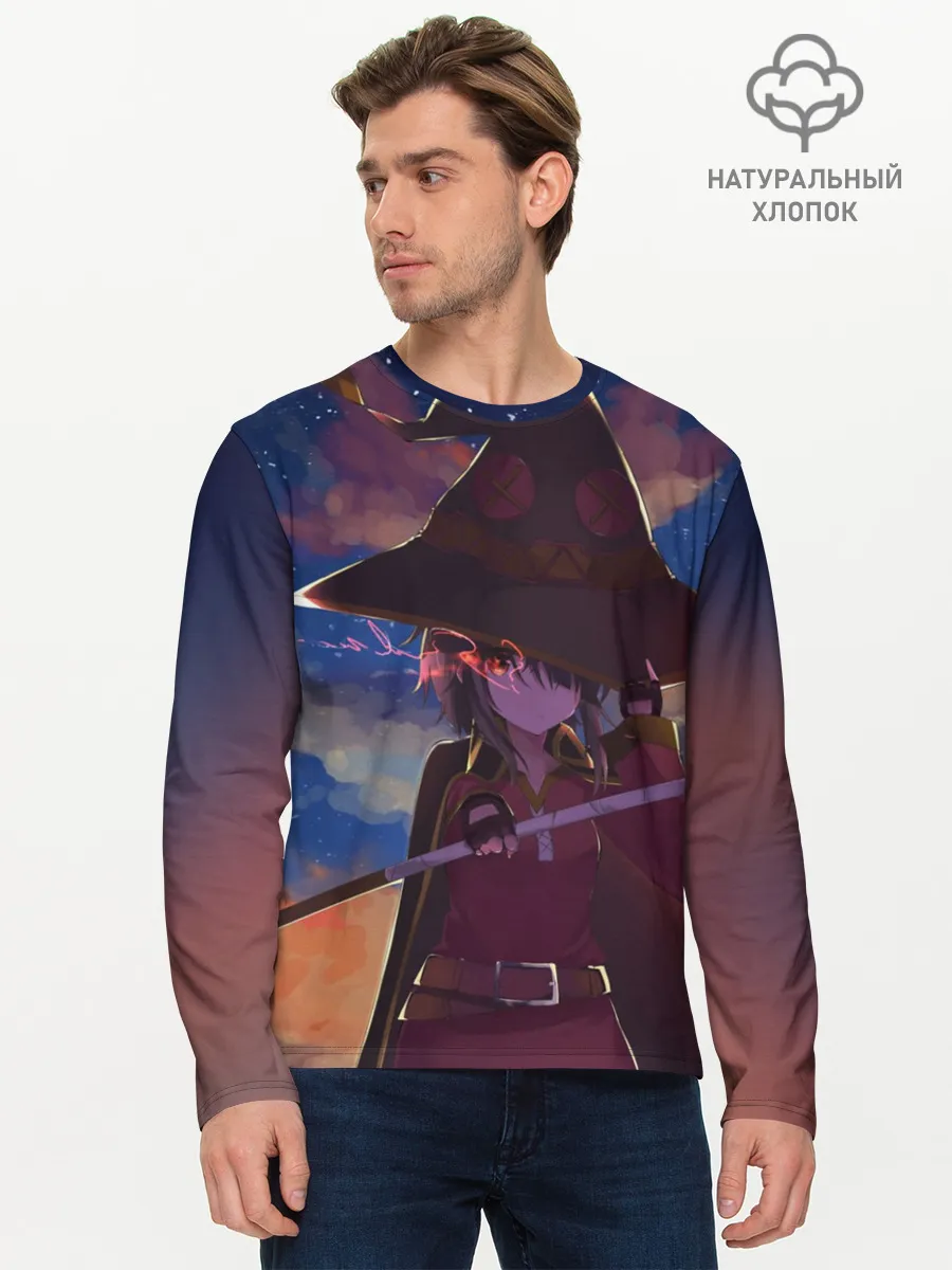 Мужской лонгслив базовый / Konosuba с посохом