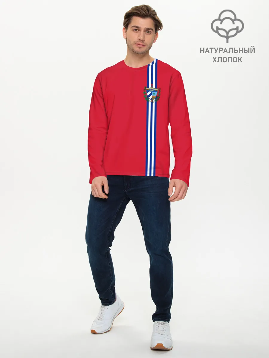 Мужской лонгслив базовый / Куба, лента с гербом