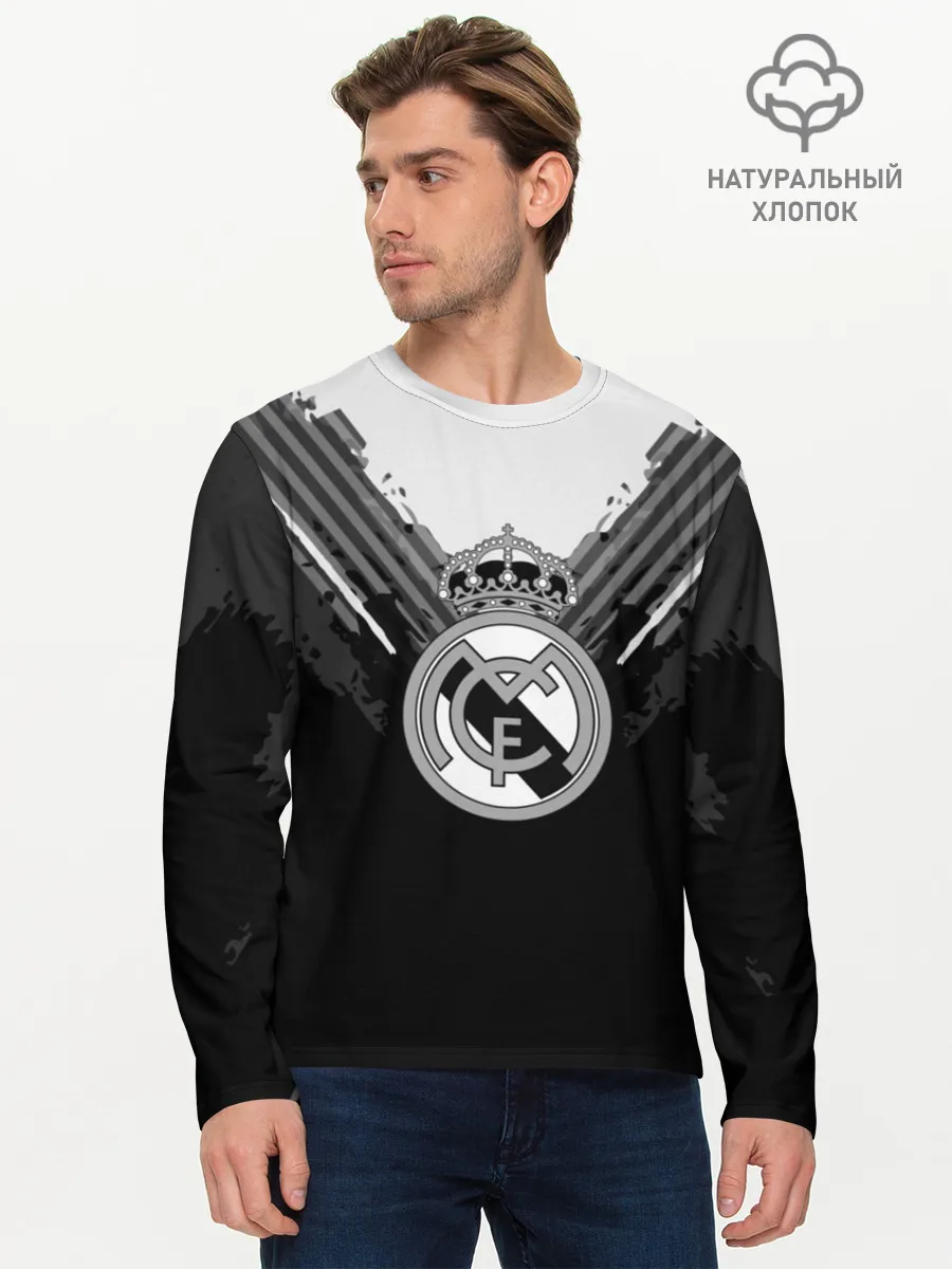 Мужской лонгслив базовый / Real Madrid abstract original