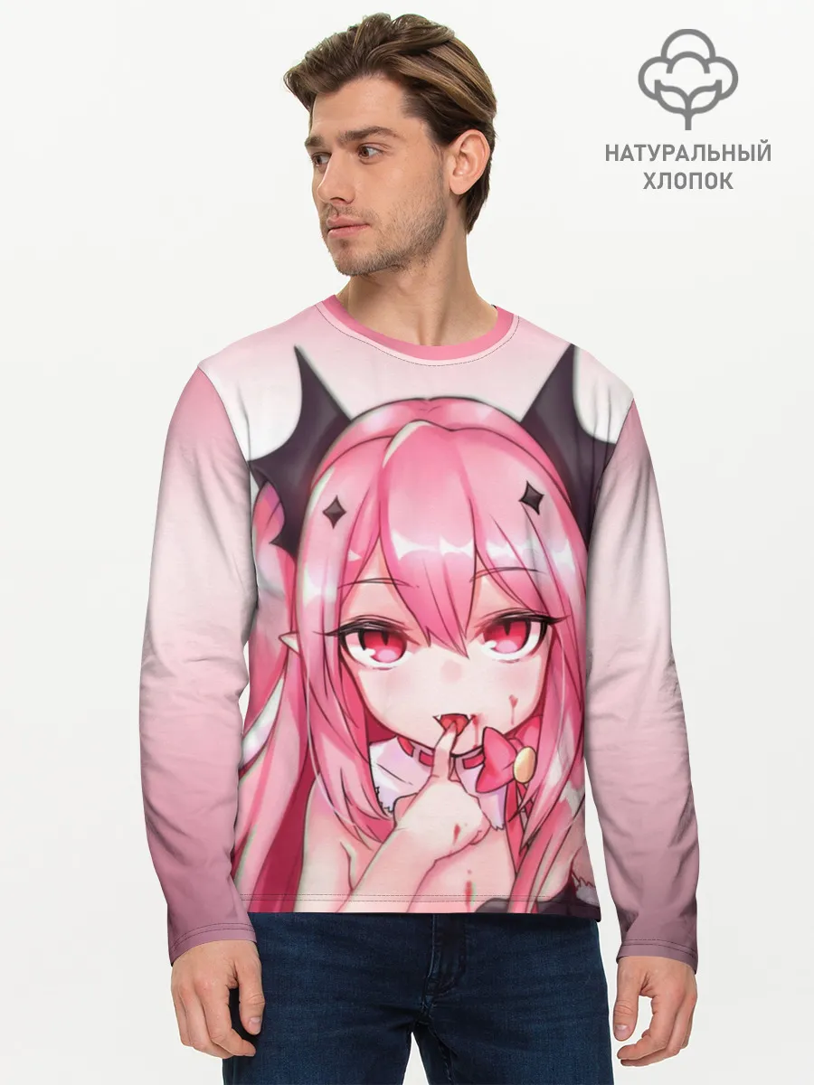 Мужской лонгслив базовый / Вампир Ахегао