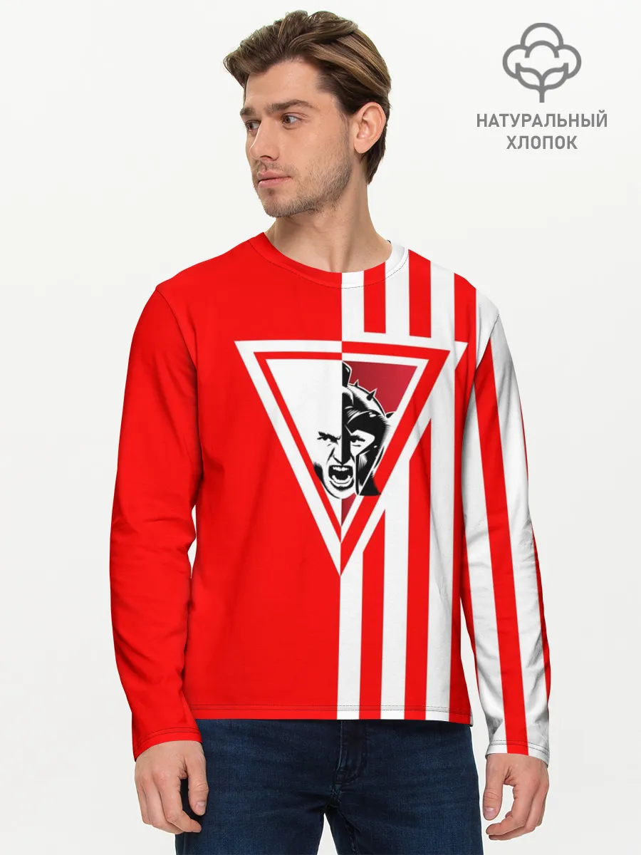 Мужской лонгслив базовый / Красно-белый воин