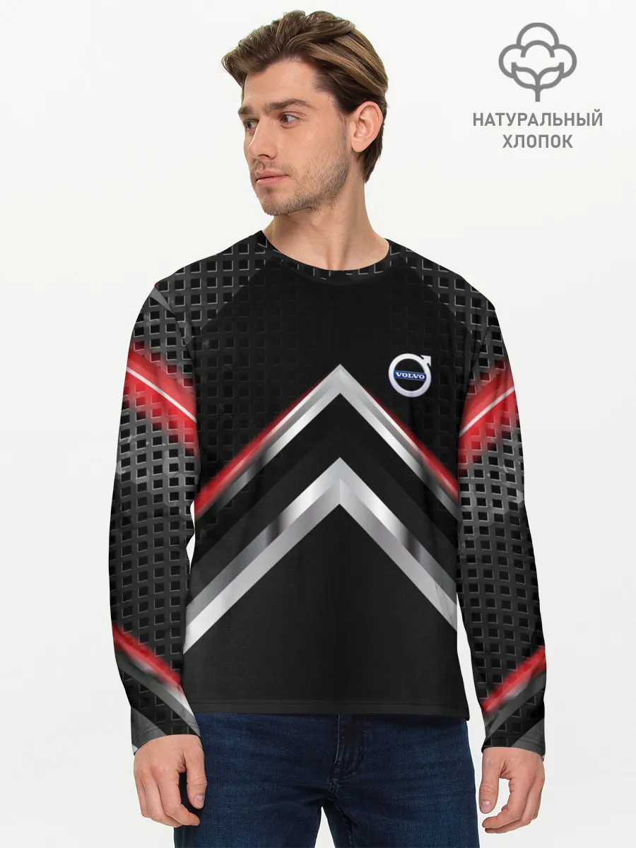 Мужской лонгслив базовый / Volvo abstract line
