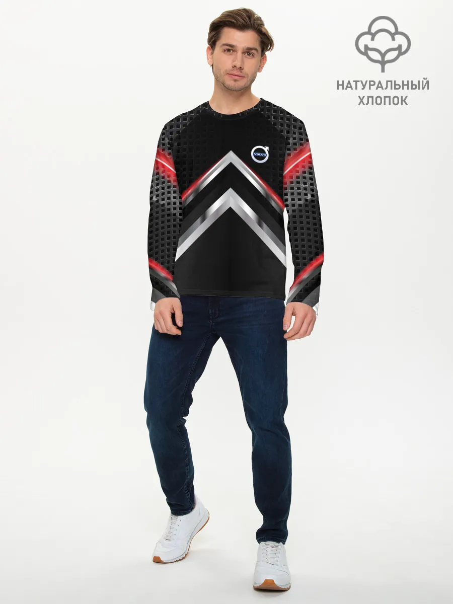 Мужской лонгслив базовый / Volvo abstract line