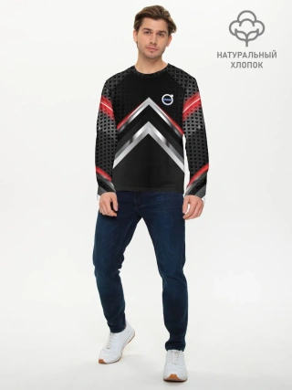 Мужской лонгслив базовый / Volvo abstract line