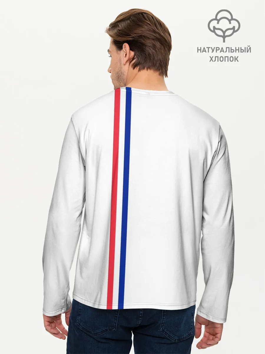 Мужской лонгслив базовый / Франция, лента с гербом