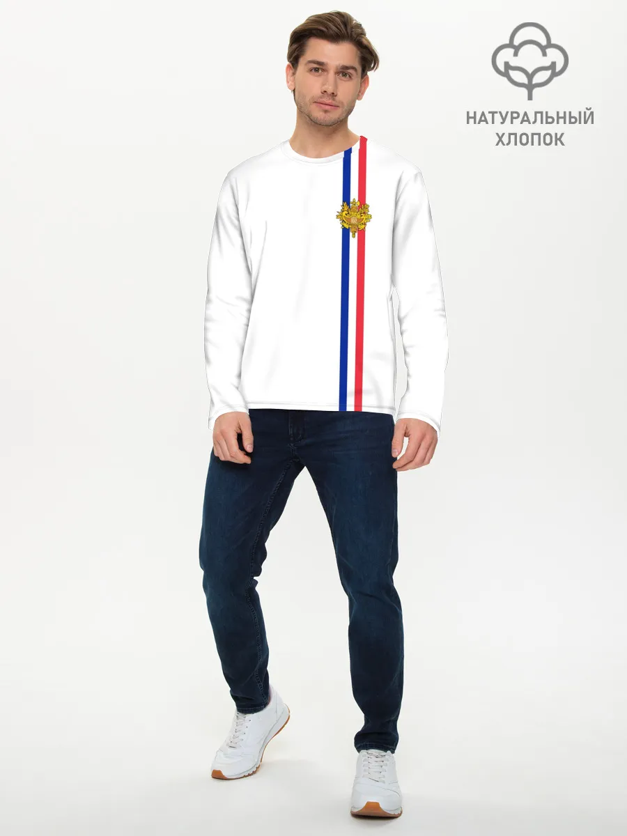 Мужской лонгслив базовый / Франция, лента с гербом