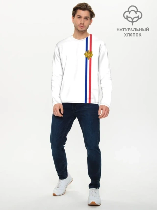 Мужской лонгслив базовый / Франция, лента с гербом