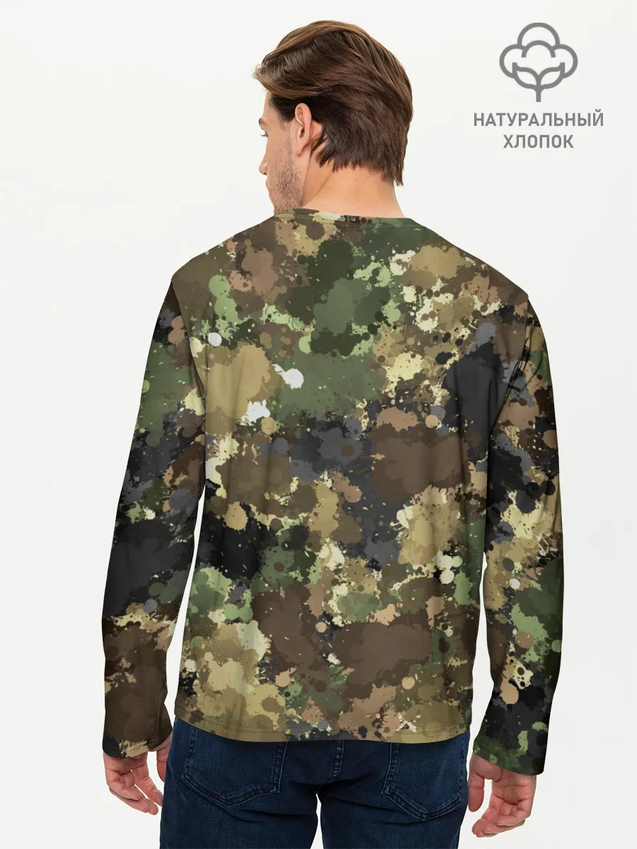 Мужской лонгслив базовый / Камуфляж с кляксами