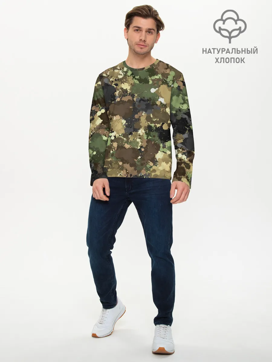 Мужской лонгслив базовый / Камуфляж с кляксами