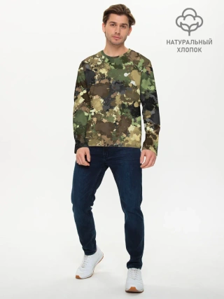 Мужской лонгслив базовый / Камуфляж с кляксами
