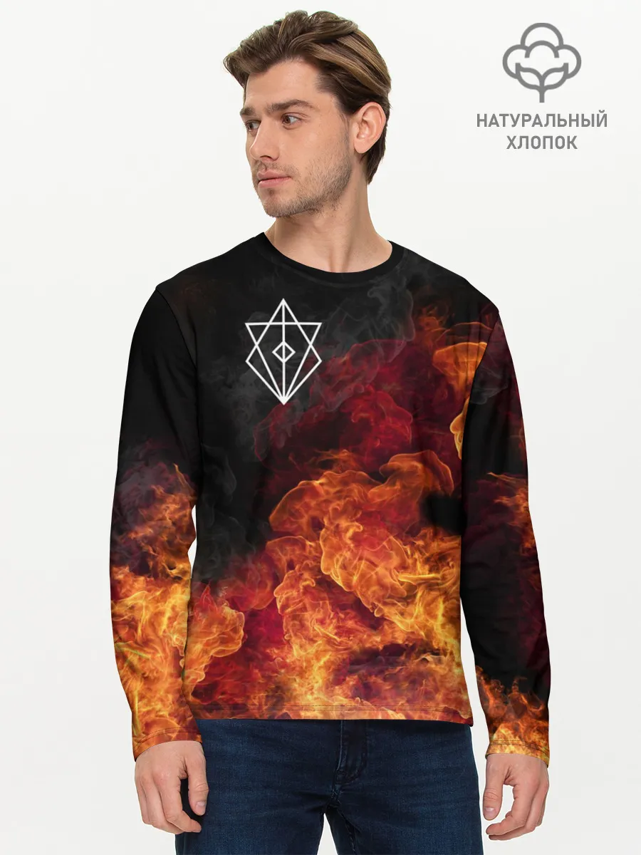 Мужской лонгслив базовый / В огне