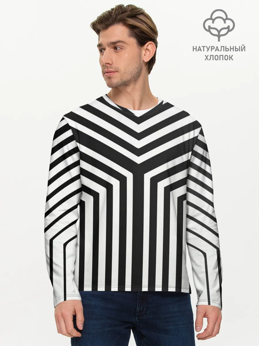 Мужской лонгслив базовый / Кибер Зебра