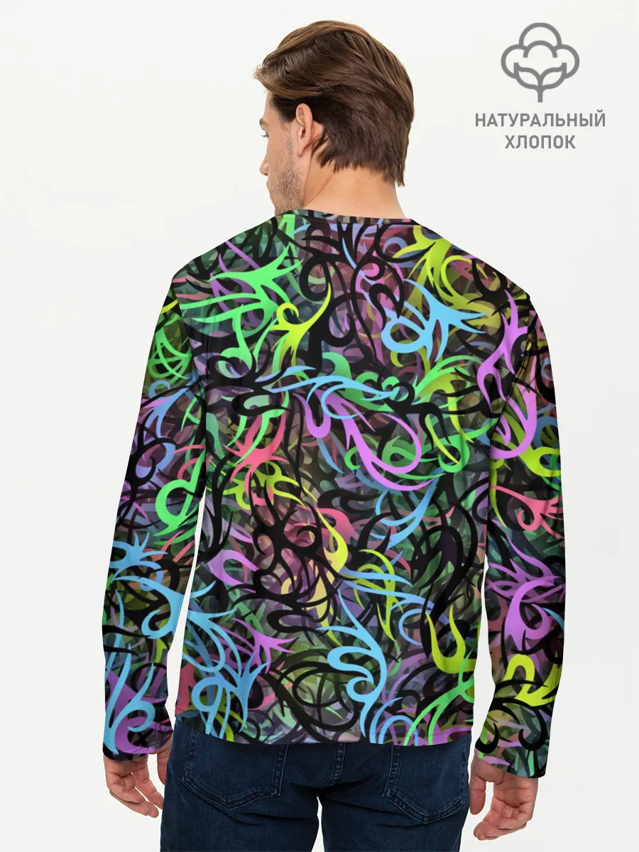 Мужской лонгслив базовый / Абстрактный кот