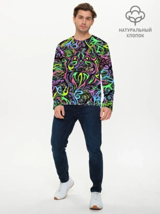 Мужской лонгслив базовый / Абстрактный кот