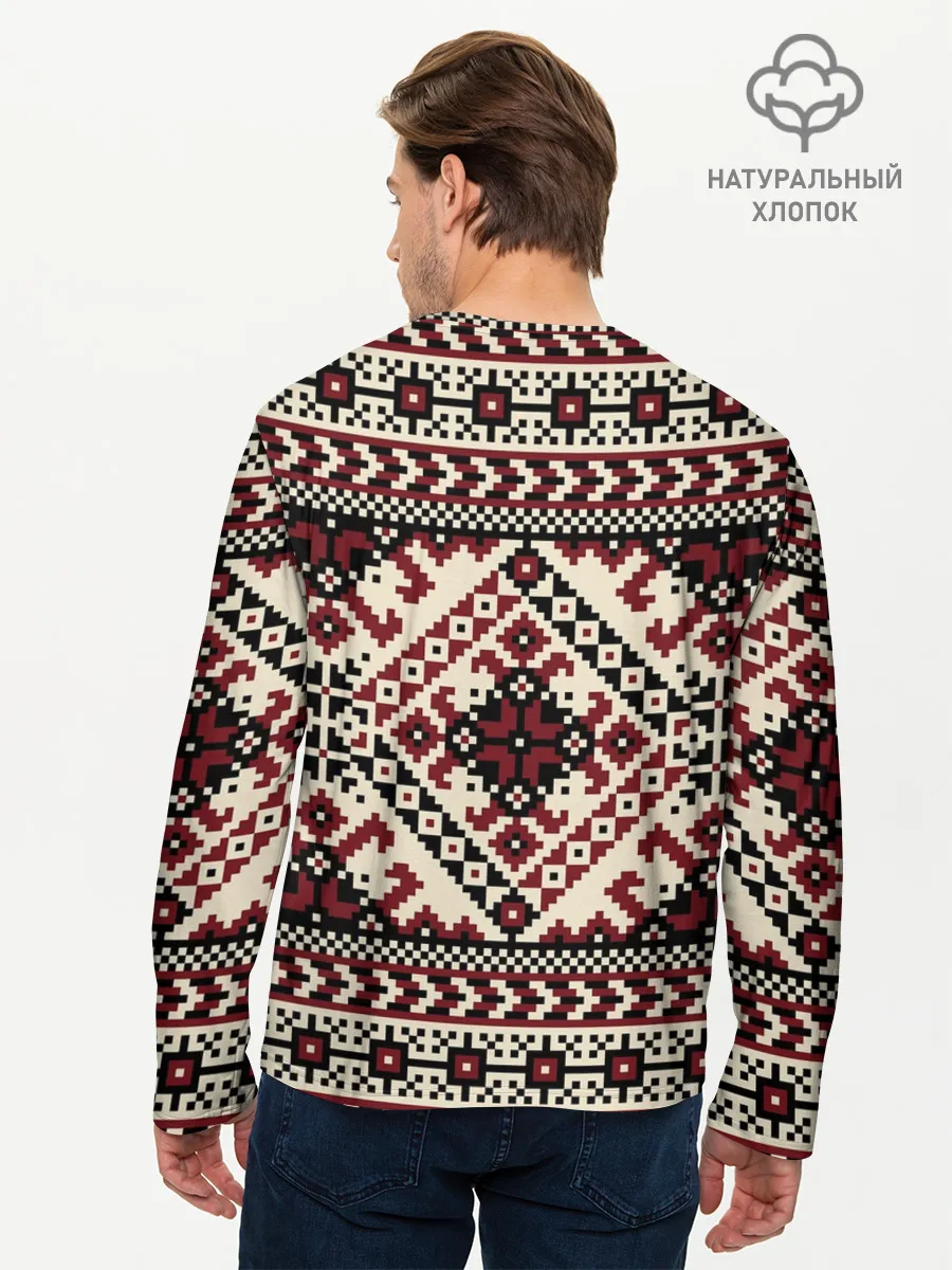 Мужской лонгслив базовый / СЛАВЯНСКИЙ ОРНАМЕНТ | РУСЬ