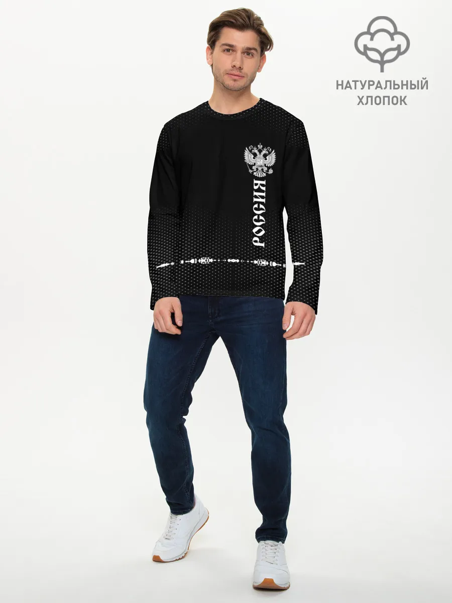 Мужской лонгслив базовый / Russia-collection black 2018