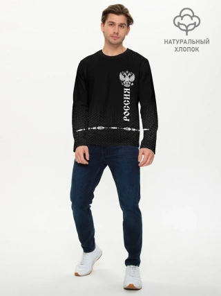 Мужской лонгслив базовый / Russia-collection black 2018
