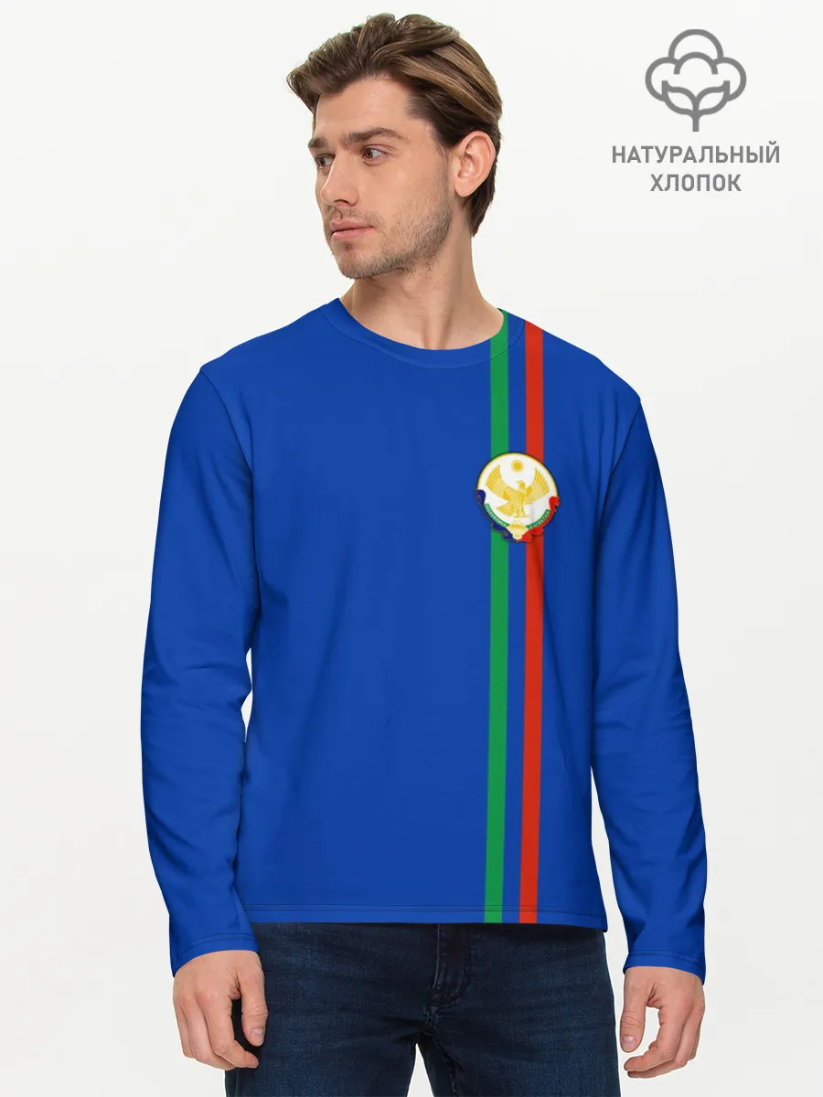 Мужской лонгслив базовый / Дагестан, лента с гербом