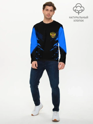 Мужской лонгслив базовый / Russia-sport collection BLUE