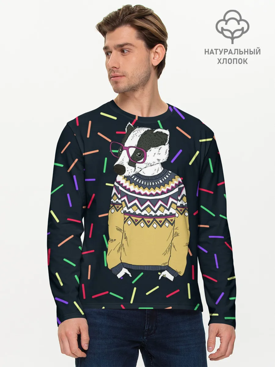 Мужской лонгслив базовый / Барсук