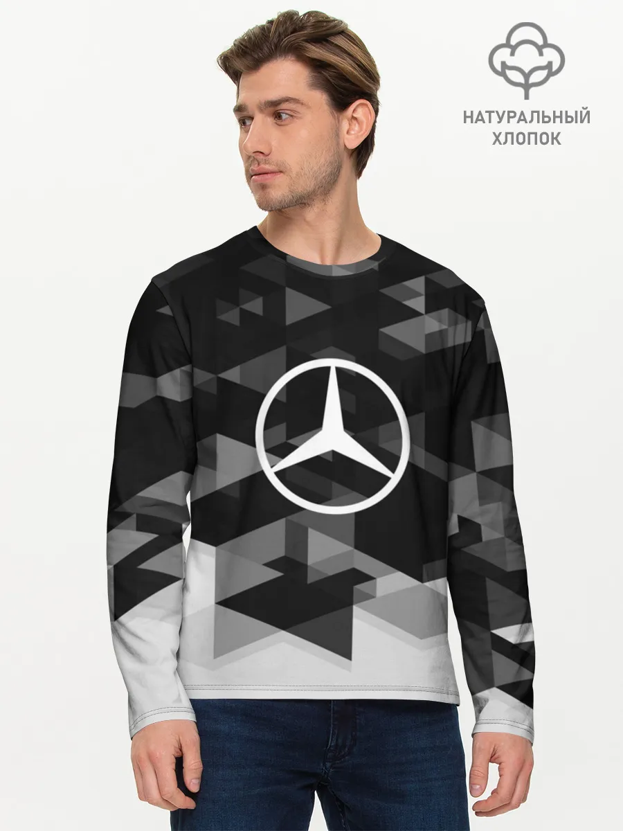 Мужской лонгслив базовый / Mercedes sport geometry