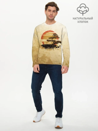 Мужской лонгслив базовый / Дерево на закате
