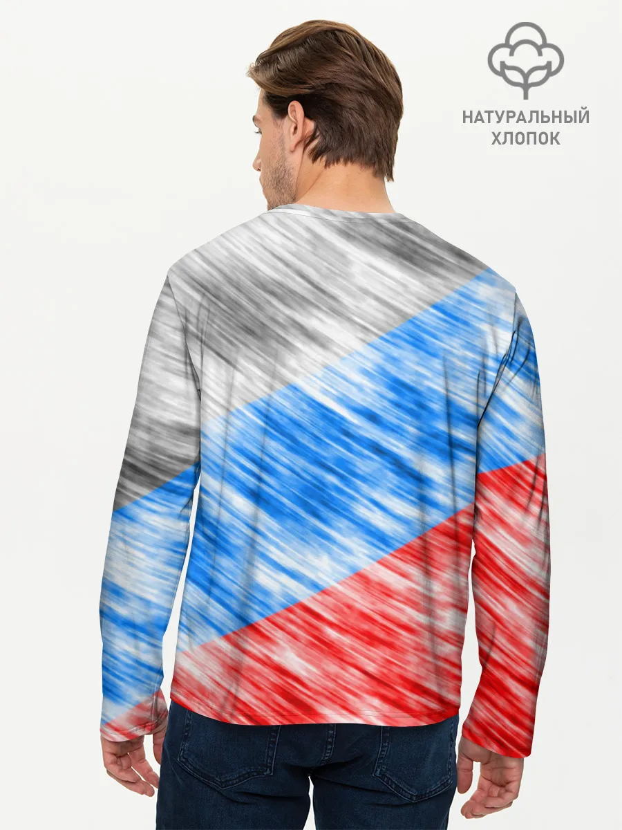 Мужской лонгслив базовый / Российский флаг с гербом