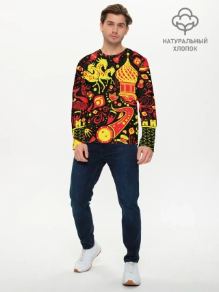 Мужской лонгслив базовый / Орнамент - Россия