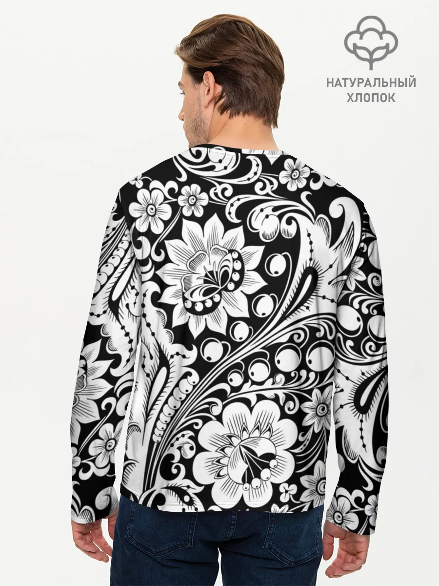 Мужской лонгслив базовый / Хохлома чб