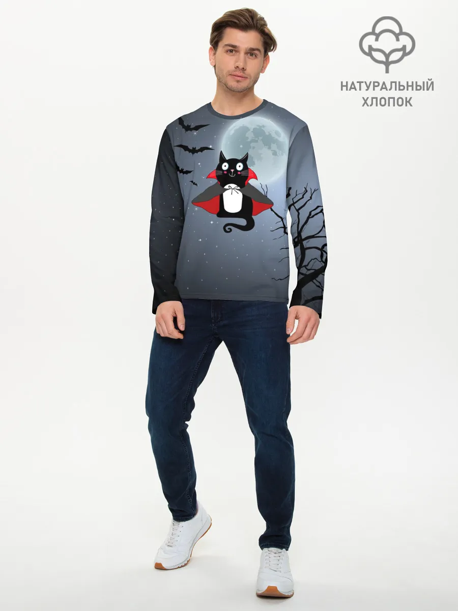 Мужской лонгслив базовый / Котик-готик