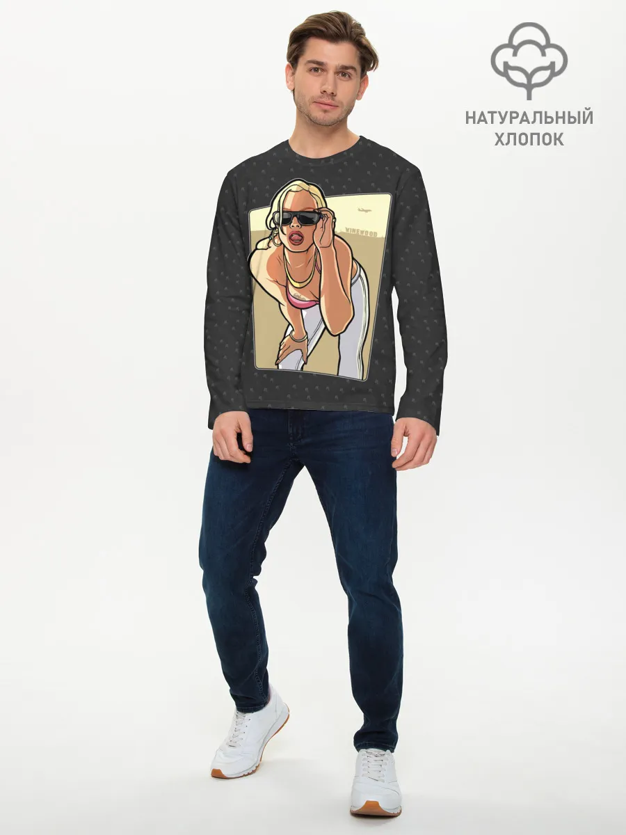 Мужской лонгслив базовый / GTA SA - Девушка в очках