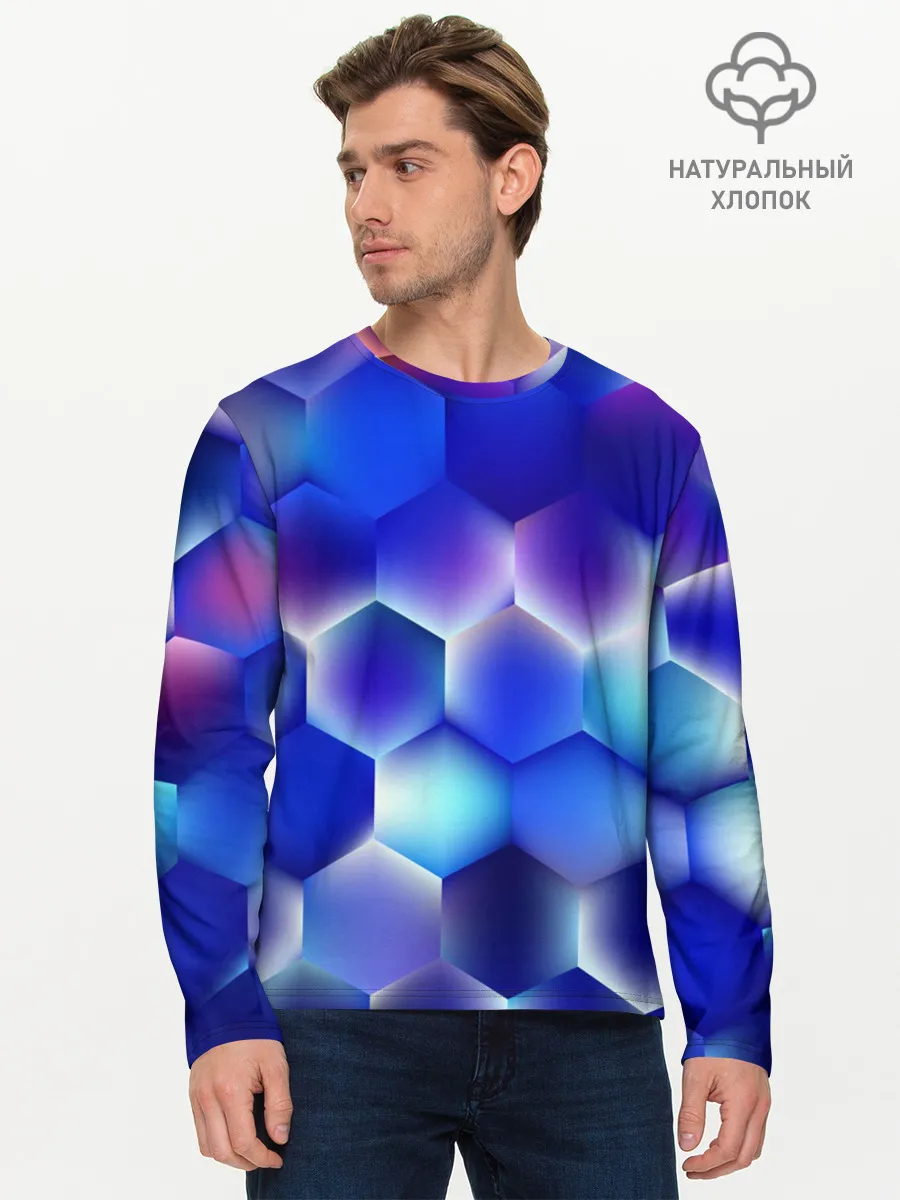 Мужской лонгслив базовый / Синяя чешуя змеи