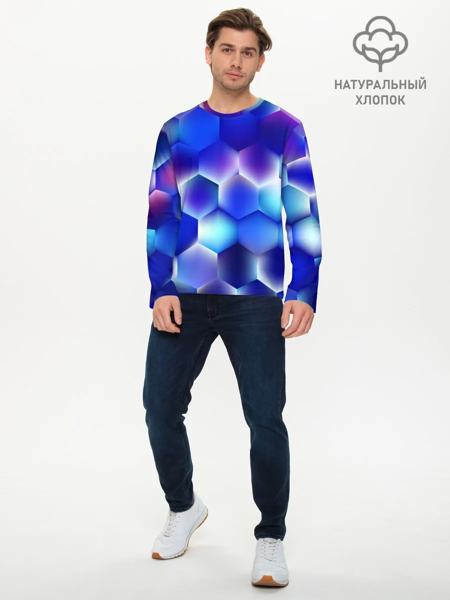 Мужской лонгслив базовый / Синяя чешуя змеи