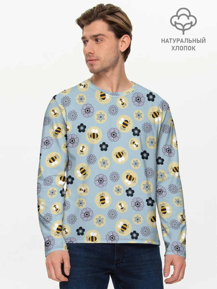 Мужской лонгслив базовый / Пчелки