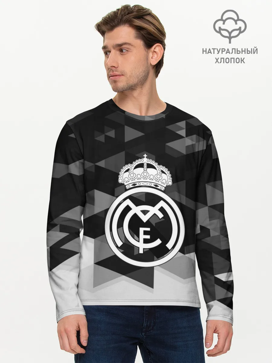 Мужской лонгслив базовый / FC Real Madrid sport geometry