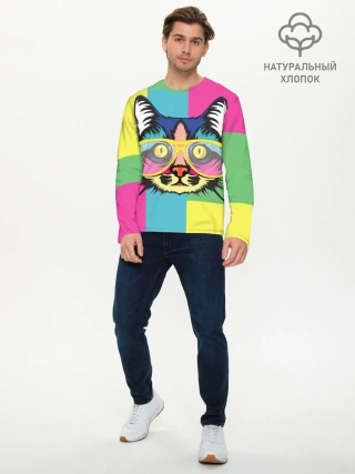 Мужской лонгслив базовый / Яркий Кот