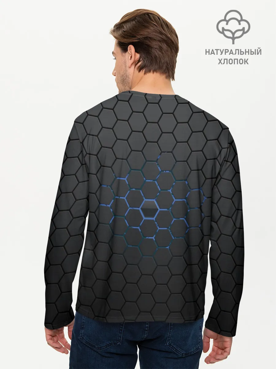 Мужской лонгслив базовый / Соты карбон