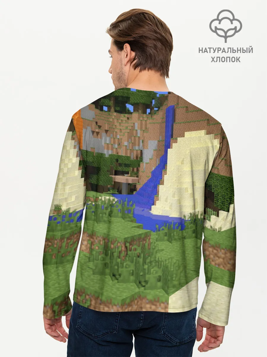 Мужской лонгслив базовый / Стив и эндермен.