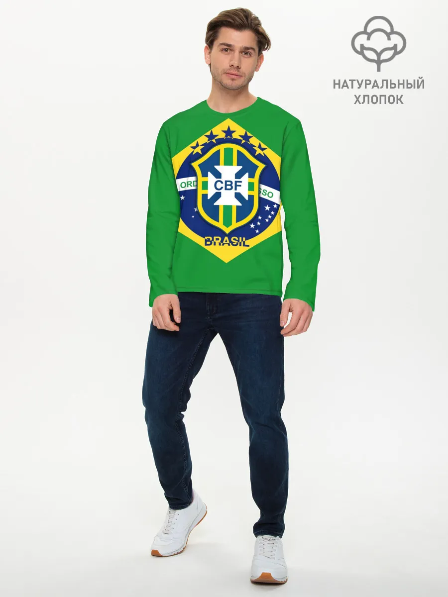 Мужской лонгслив базовый / Сборная Бразилии флаг