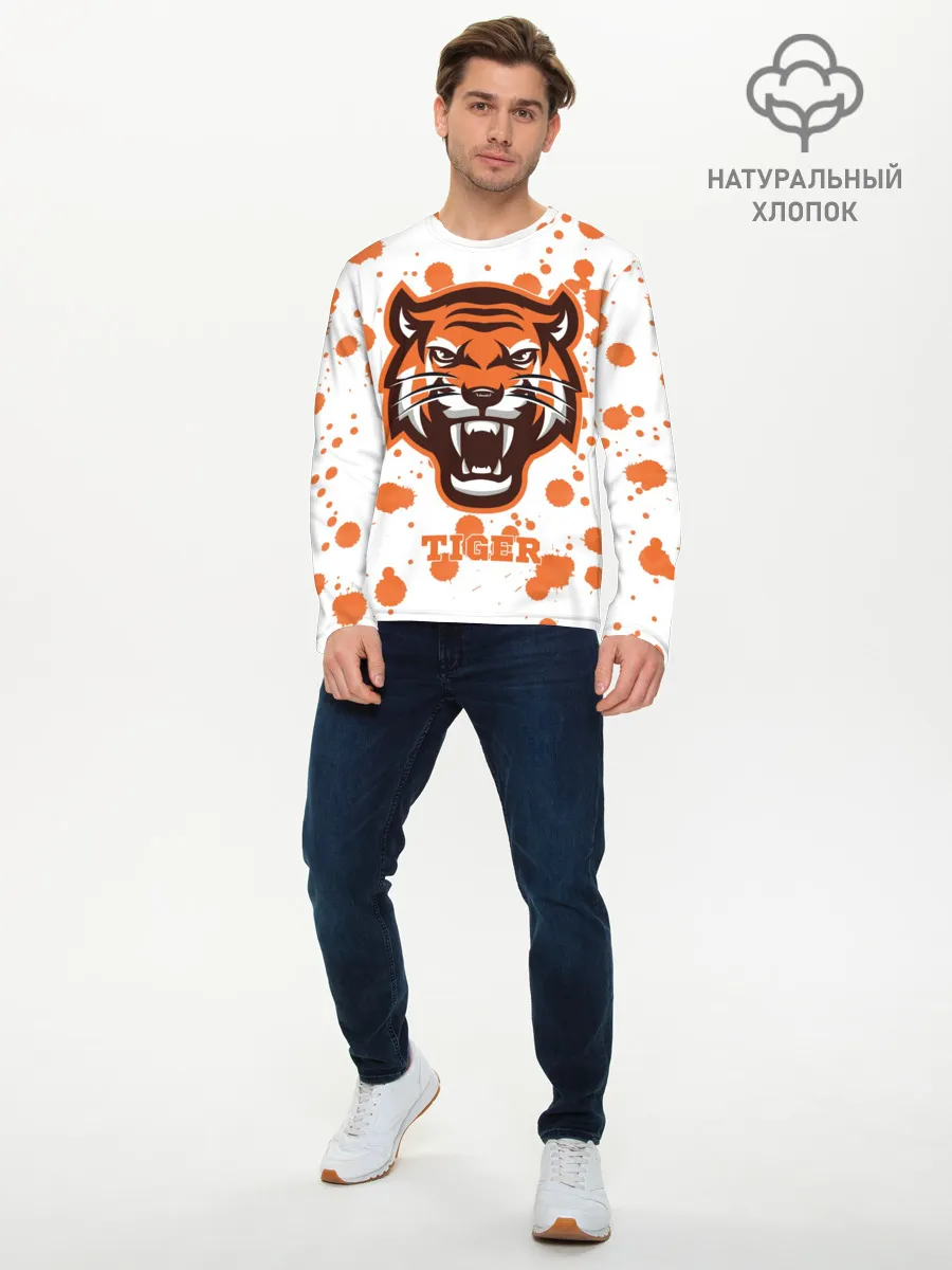 Мужской лонгслив базовый / Огненный тигр