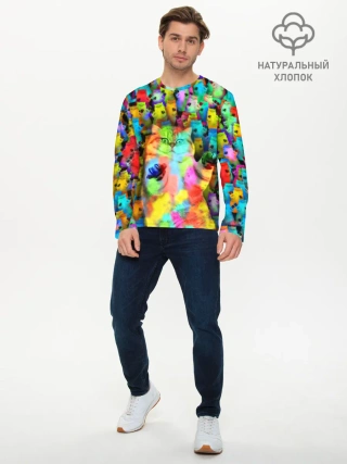 Мужской лонгслив базовый / Котики на дискотеке