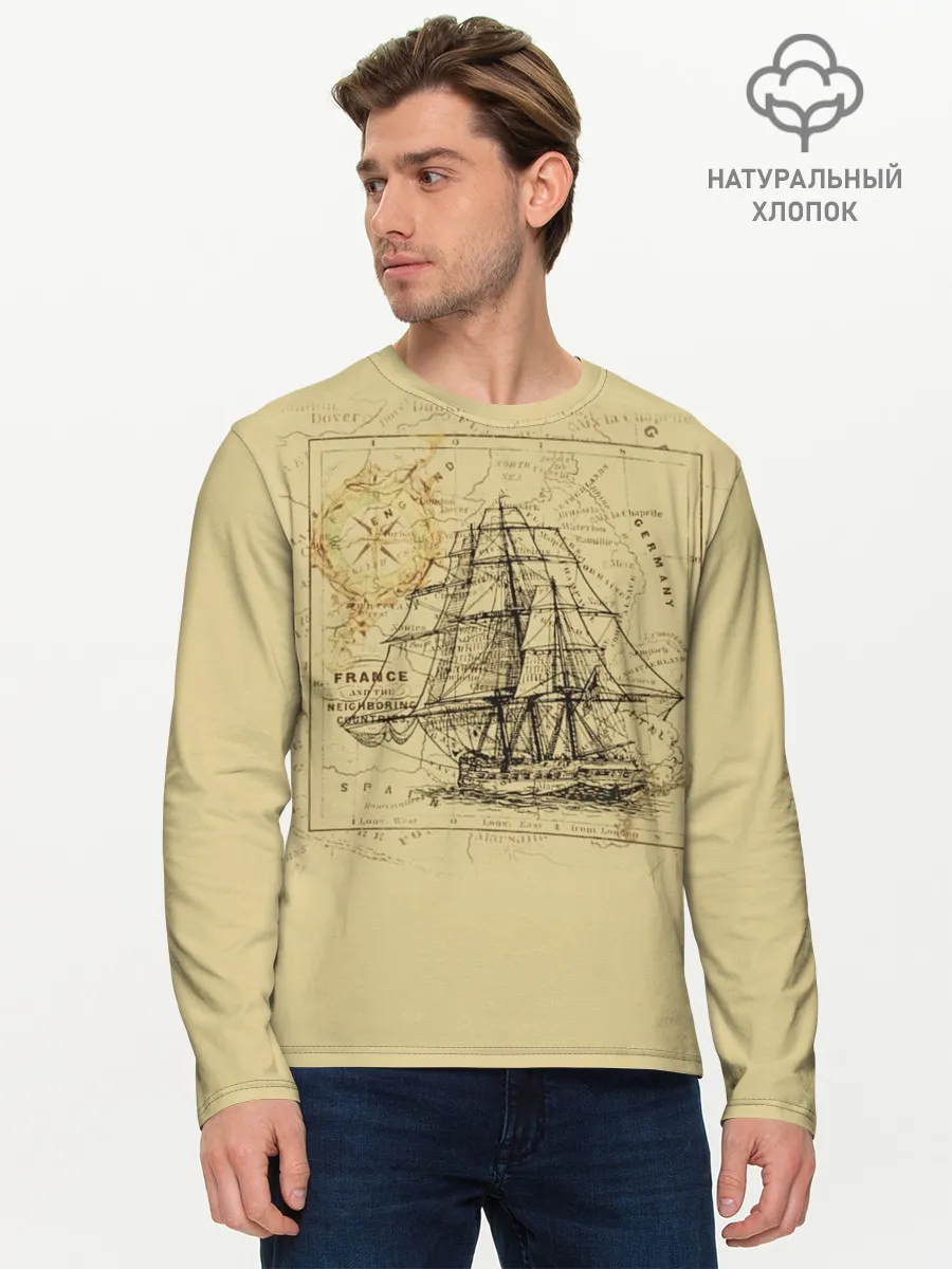 Мужской лонгслив базовый / Старая карта