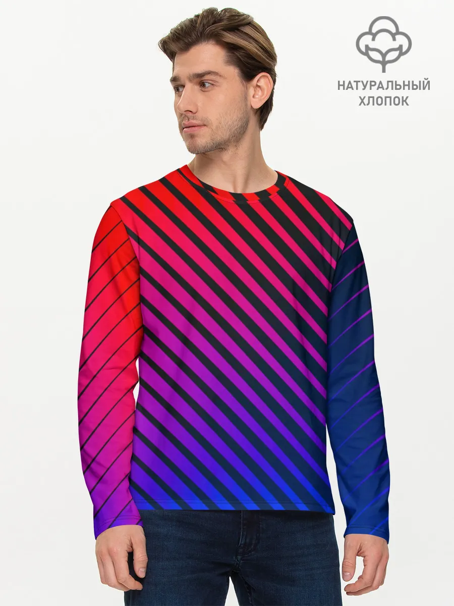 Мужской лонгслив базовый / Градиентные линии