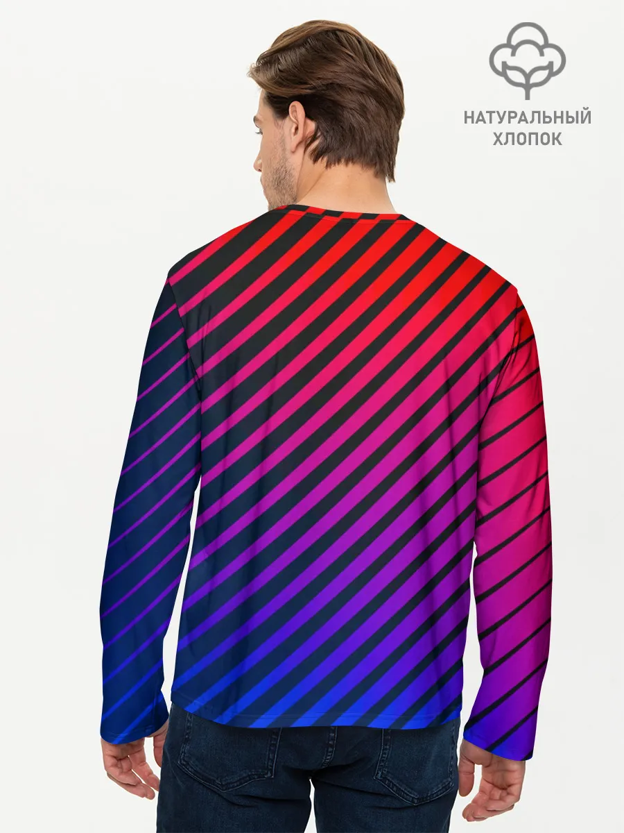 Мужской лонгслив базовый / Градиентные линии