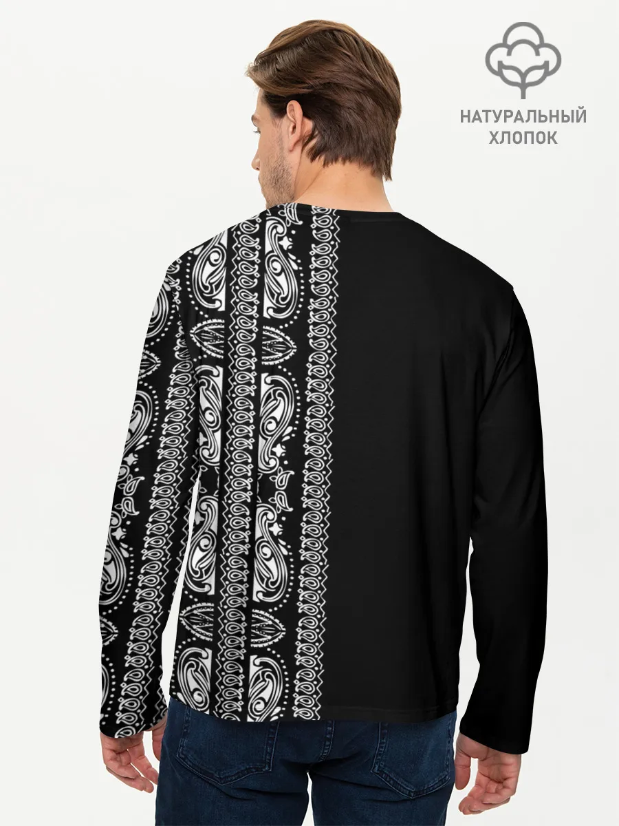 Мужской лонгслив базовый / Узор на чёрном