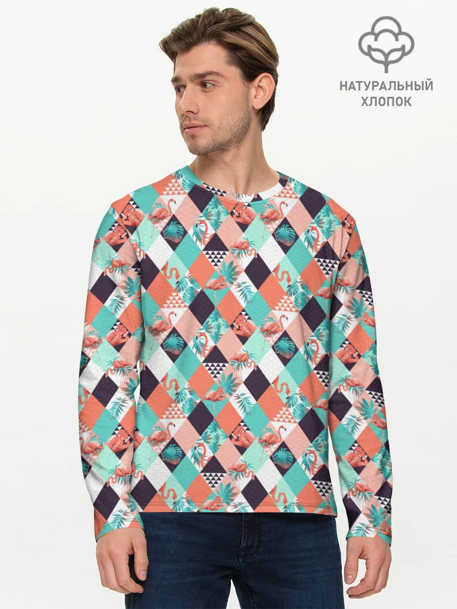 Мужской лонгслив базовый / Фламинго