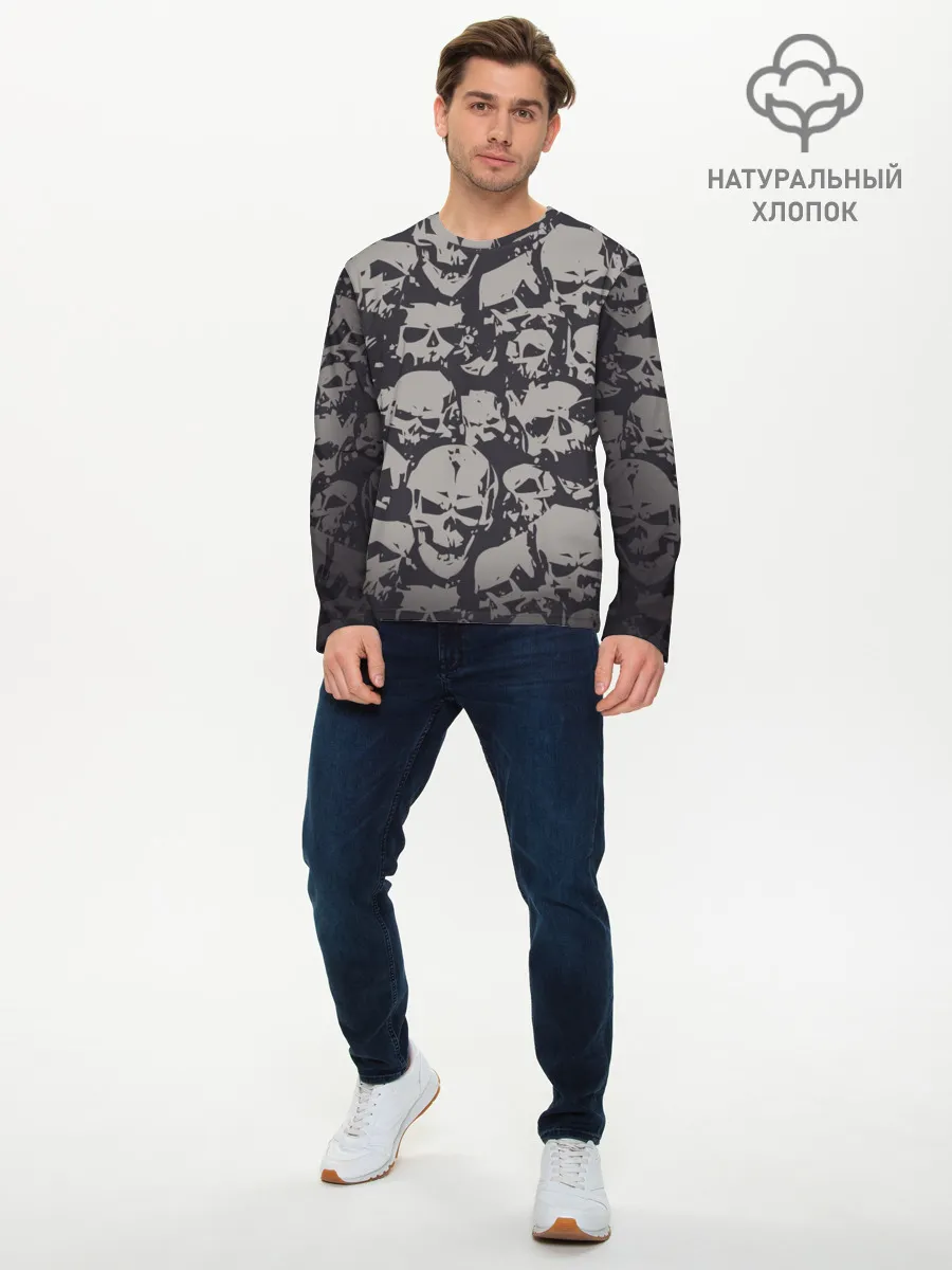 Мужской лонгслив базовый / Черепа
