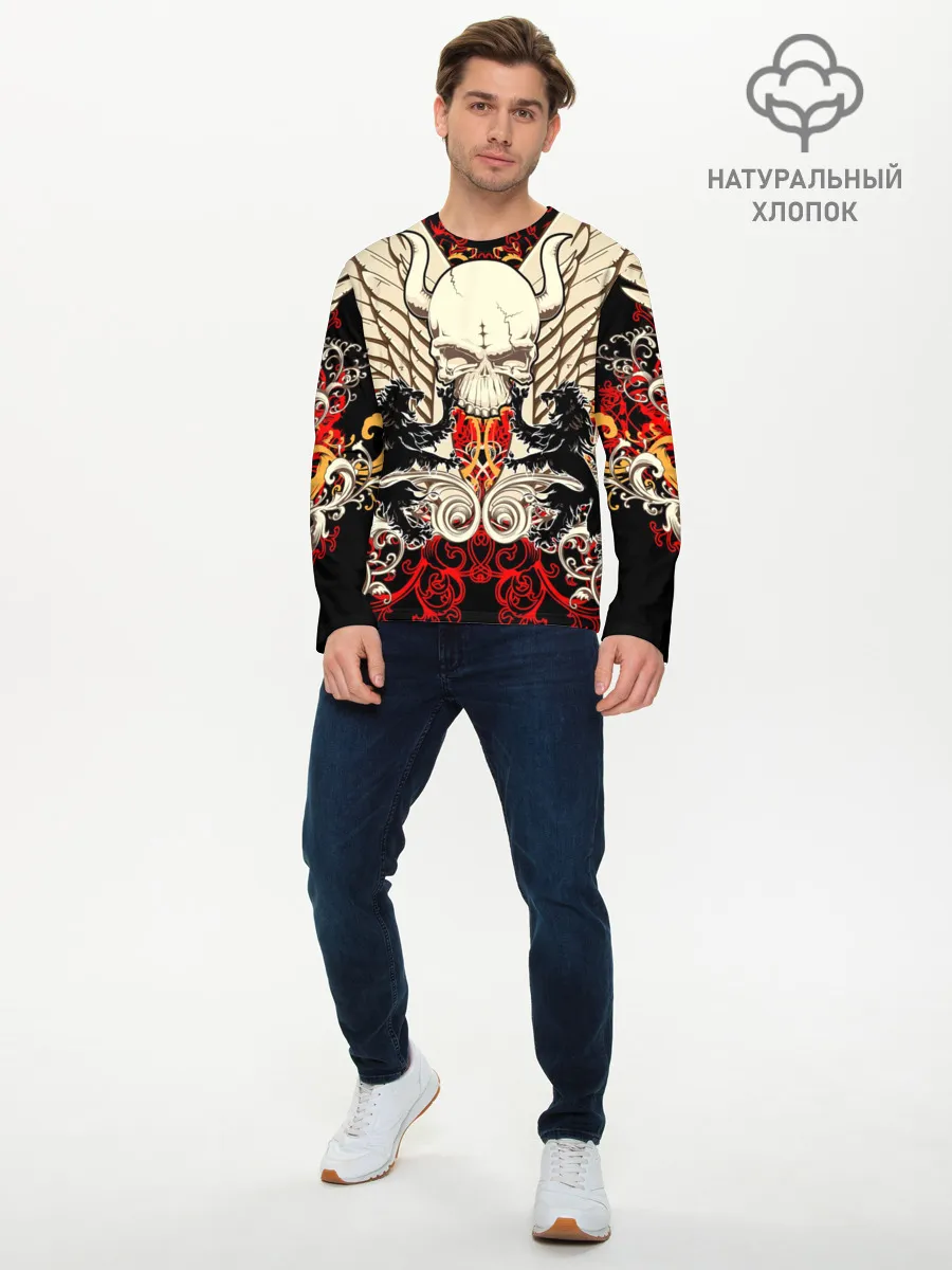 Мужской лонгслив базовый / Vintage Skull Art v2