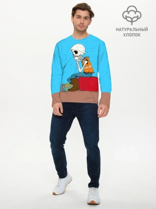 Мужской лонгслив базовый / Скелетон геодезист