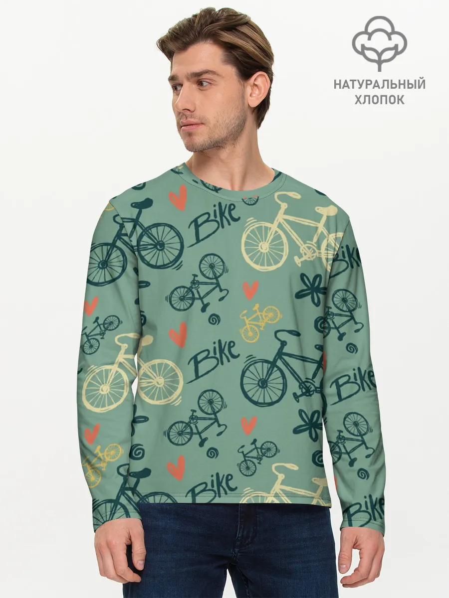 Мужской лонгслив базовый / Велосипед Текстура